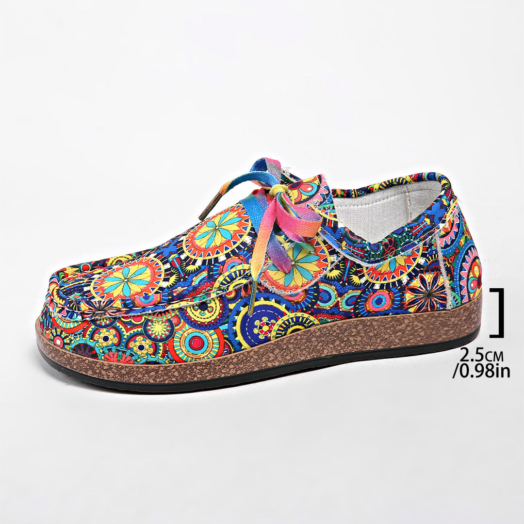 Damen Freizeit-Slipper mit buntem Musterdruck EB