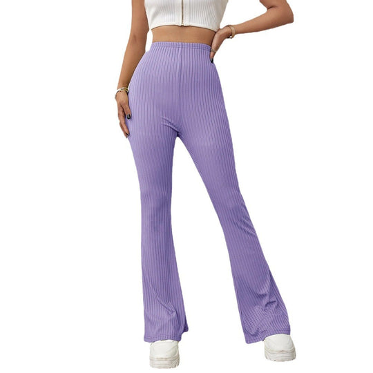 Damen gerippte hochgeschnittene Bootcut-Hose aus Stretch-Jersey mit ausgestelltem Bein Eichborn Berlin