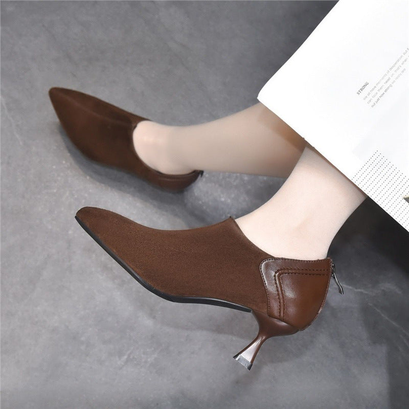 Damen spitze Slipper mit elegantem Absatz EB