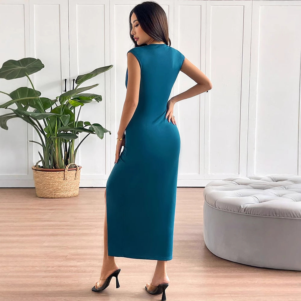 Damen Maxikleid mit elegantem Drapé EB