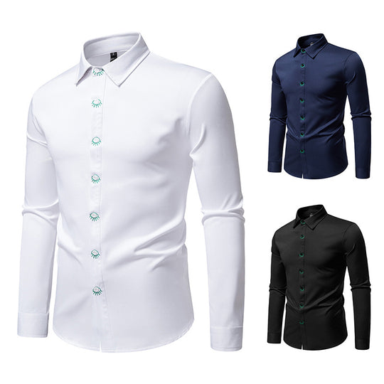 Herren Elegantes Langarmhemd mit kreativen Details EB