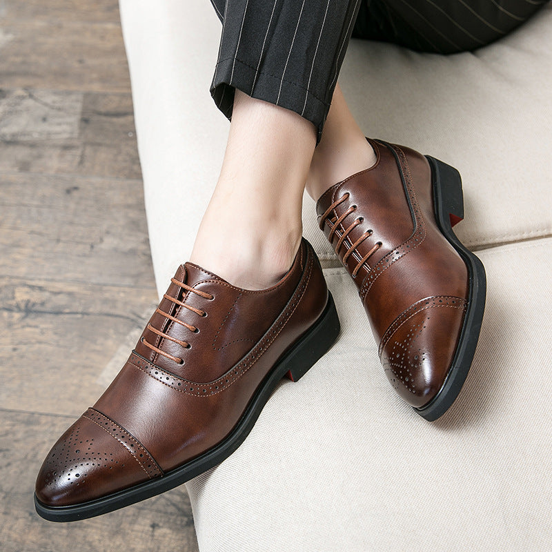 Herren Elegante Schnürschuhe aus hochwertigem Leder mit stilvoller Perforation EB