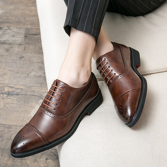 Herren Elegante Schnürschuhe aus hochwertigem Leder mit stilvoller Perforation EB