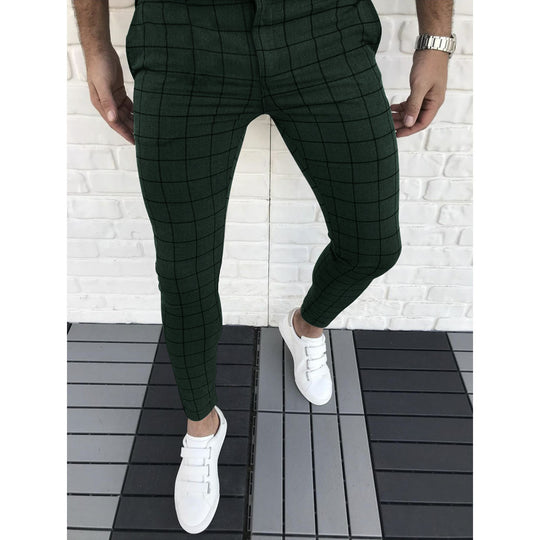 Herren Karierte Anzughose im Slim Fit Stil EB