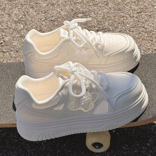 Damen Sportliche Sneaker mit luftdurchlässigem Obermaterial und stabiler Plateausohle EB