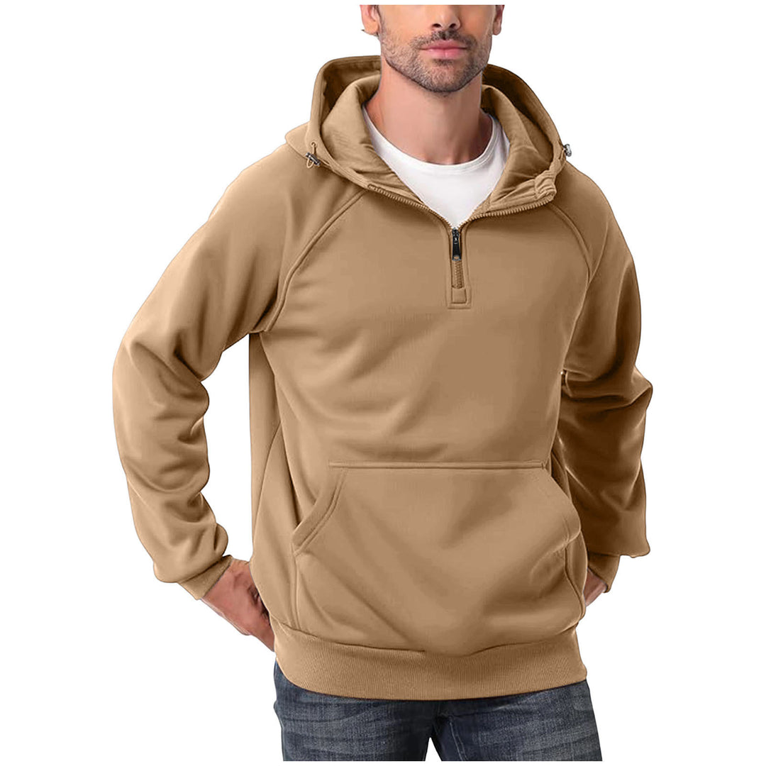 Herren nan Halbzip-Hoodie mit verstellbarer Kapuze, Kängurutasche und Raglanärmeln EB