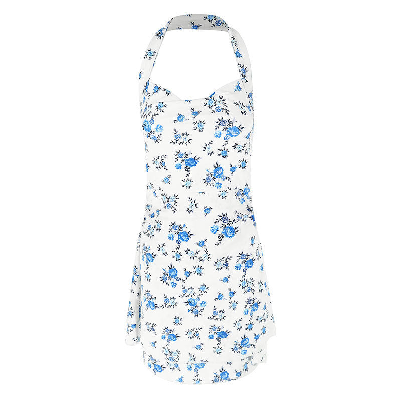 Damen romantisches Halterkleid mit floralen Mustern EB