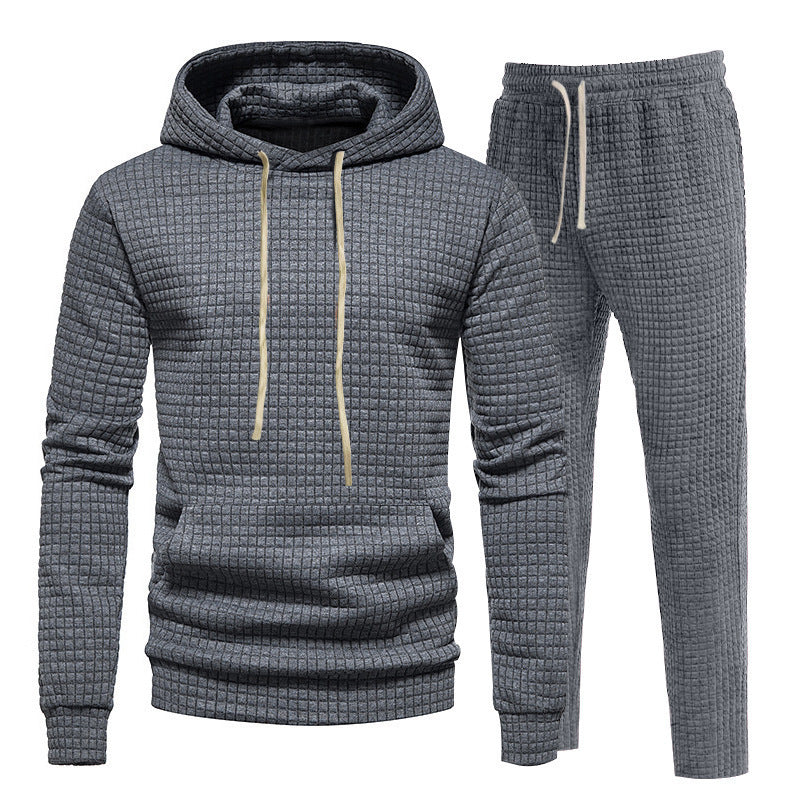 Herren Sportliches Hoodie-Set mit modischem Strukturdesign und elastischen Bündchen EB