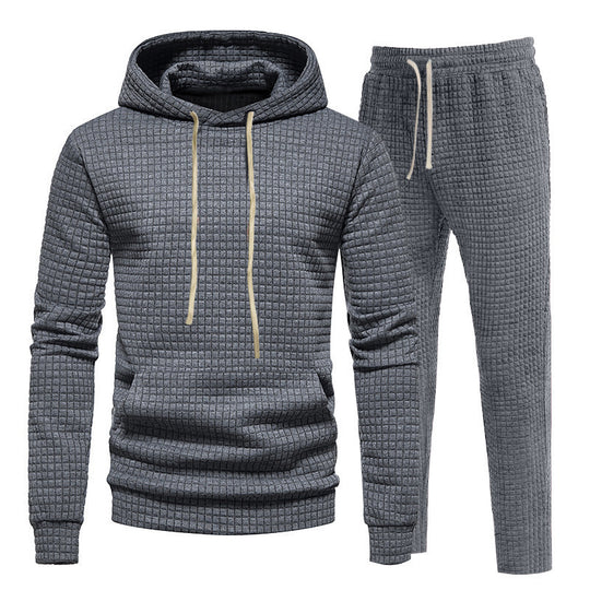 Herren Sportliches Hoodie-Set mit modischem Strukturdesign und elastischen Bündchen EB
