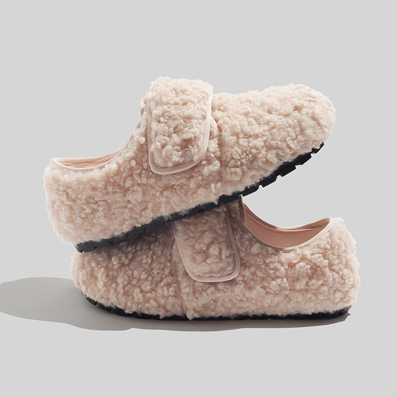 Damen Hausschuhe mit weichem Fleece-Futter und verstellbarem Klettverschluss EB
