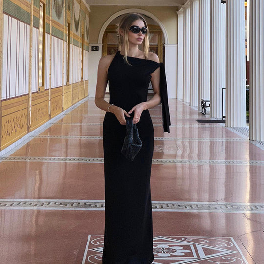 Damen Elegantes Abendkleid mit einseitigem Schulterdesign und raffinierten Details EB