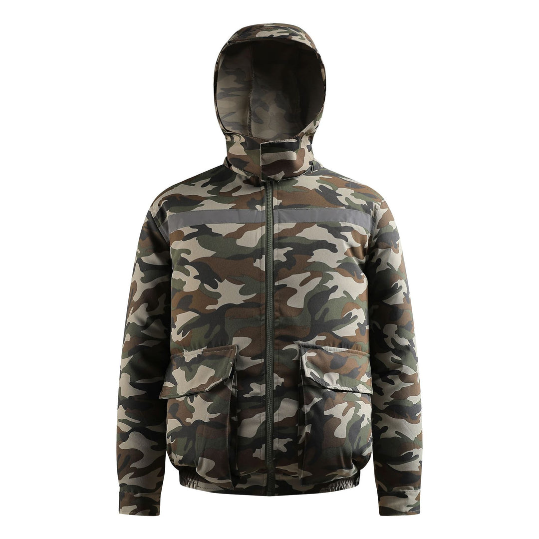 Unisex nan ventilated jacket for work and outdoor with integrated USB fans, battery compartment and hood EB