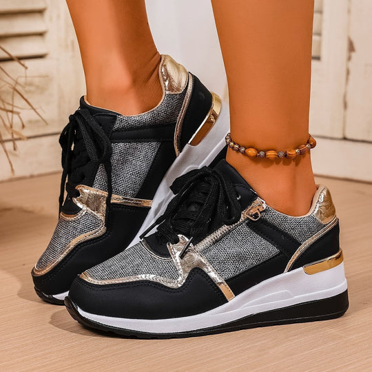 Damen Sportliche Sneakers mit schimmernden Akzenten und atmungsaktivem Obermaterial EB