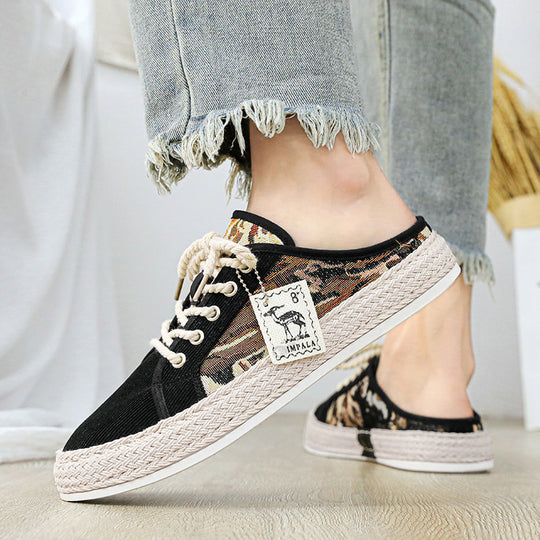 Damen Modische Espadrilles mit trendy Camouflage-Design und elastischem Einschlupf EB