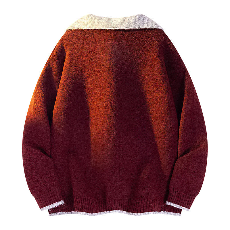 Damen Strickpullover mit V-Ausschnitt und hohem Kragen EB