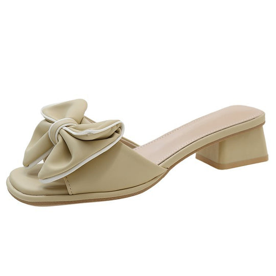 Damen elegante Mules mit großen Schleifenakzenten EB
