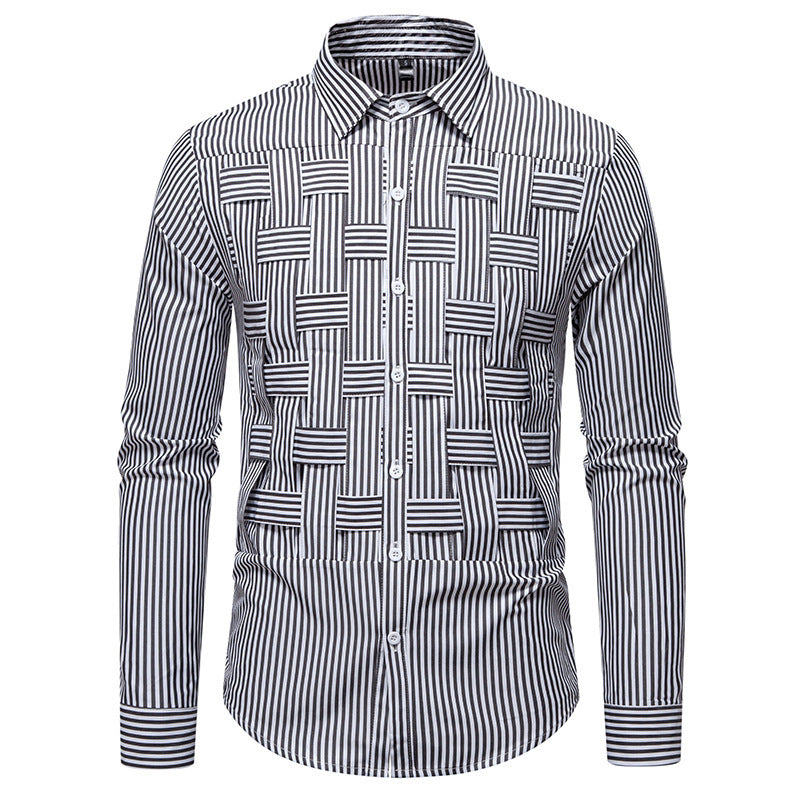 Herren elegantes Hemd mit strukturiertem Streifenmuster EB