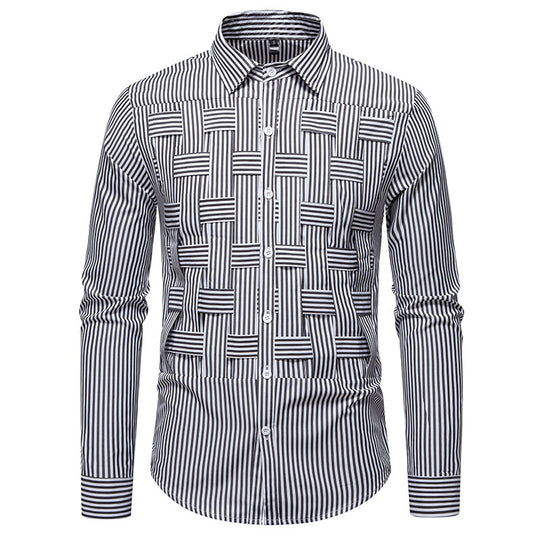 Herren elegantes Hemd mit strukturiertem Streifenmuster EB