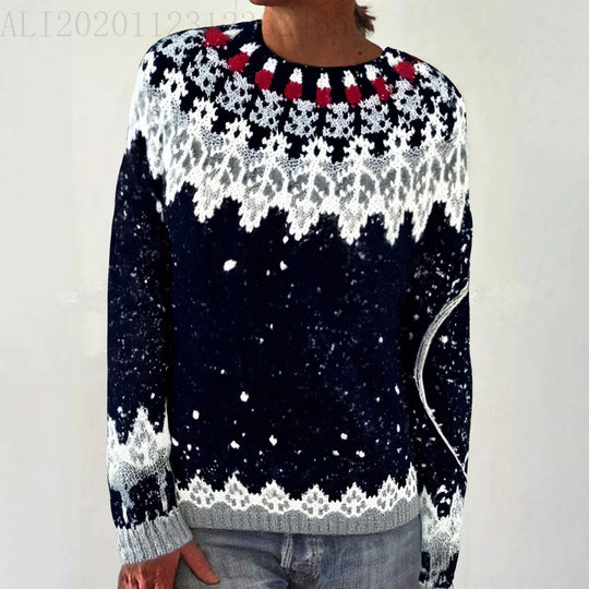 Damen nan Norwegerpullover aus Wollmix mit Rundhalsausschnitt und traditionellem Fair-Isle-Yoke EB