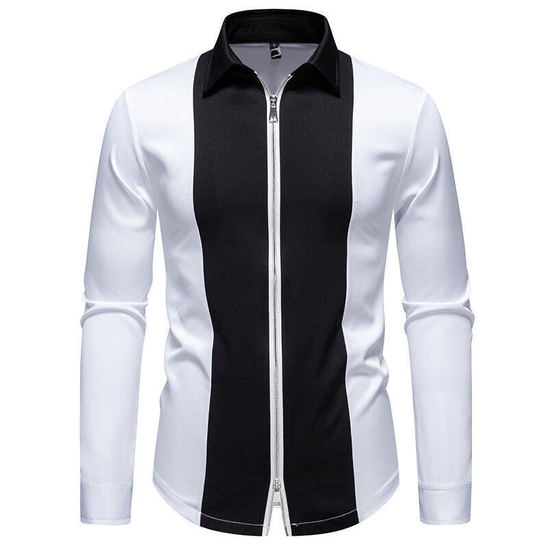 Herren Sportliches Langarmshirt mit modernem Reißverschluss und kontrastierenden Farben EB