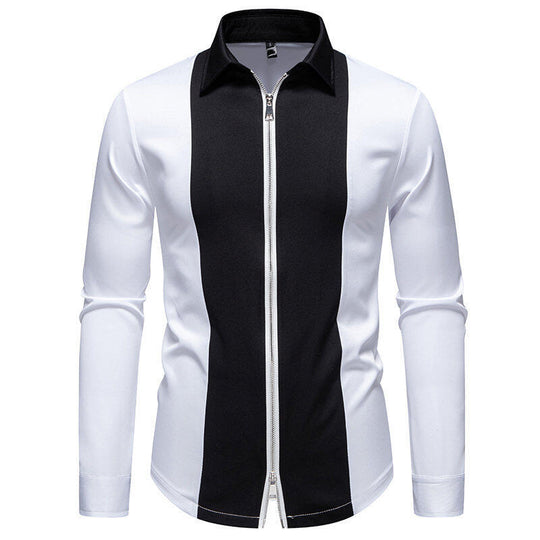 Herren Sportliches Langarmshirt mit modernem Reißverschluss und kontrastierenden Farben EB
