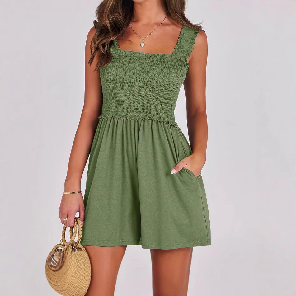 Damen verführerisches Sommerkleid mit Rüschendetails und praktischen Taschen EB