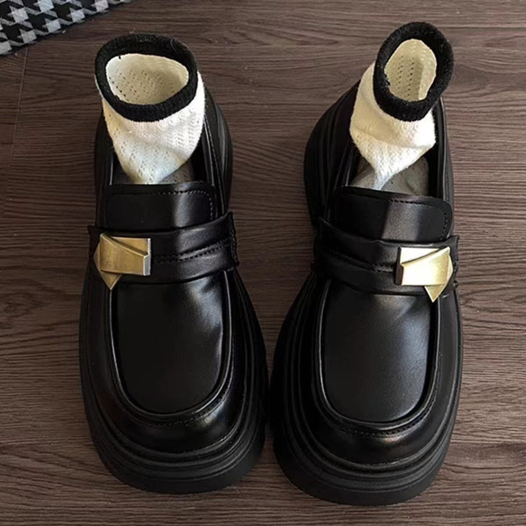Damen Modische Loafers mit elastischem Socken-Ausschnitt und angesagtem Schnallen-Detail EB