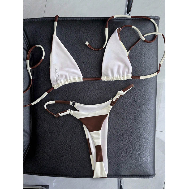 Damen Triangel-Bikini mit auffälligem Streifendesign EB