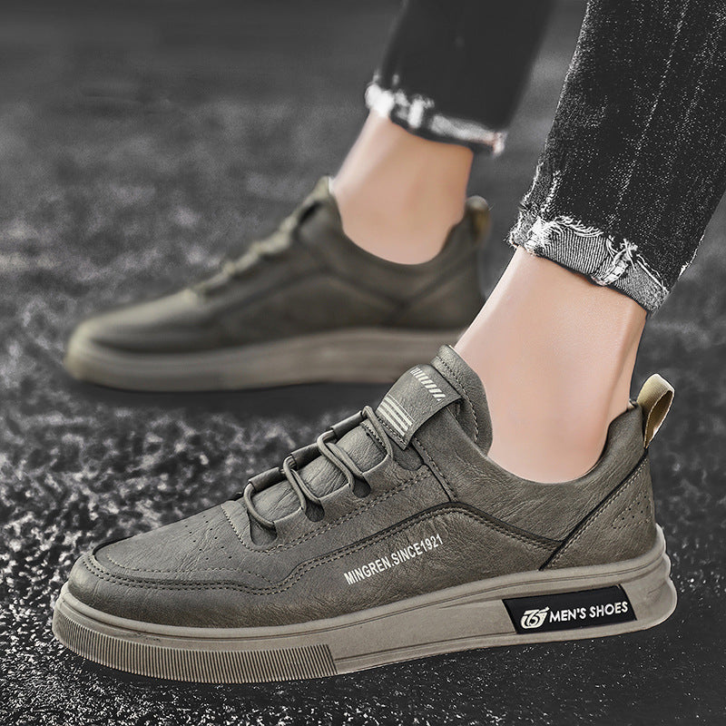 Herren elegante Low-Top Lederoptik City-Sneaker mit verstärkter Zehenkappe und gepolstertem Fersenkragen EB