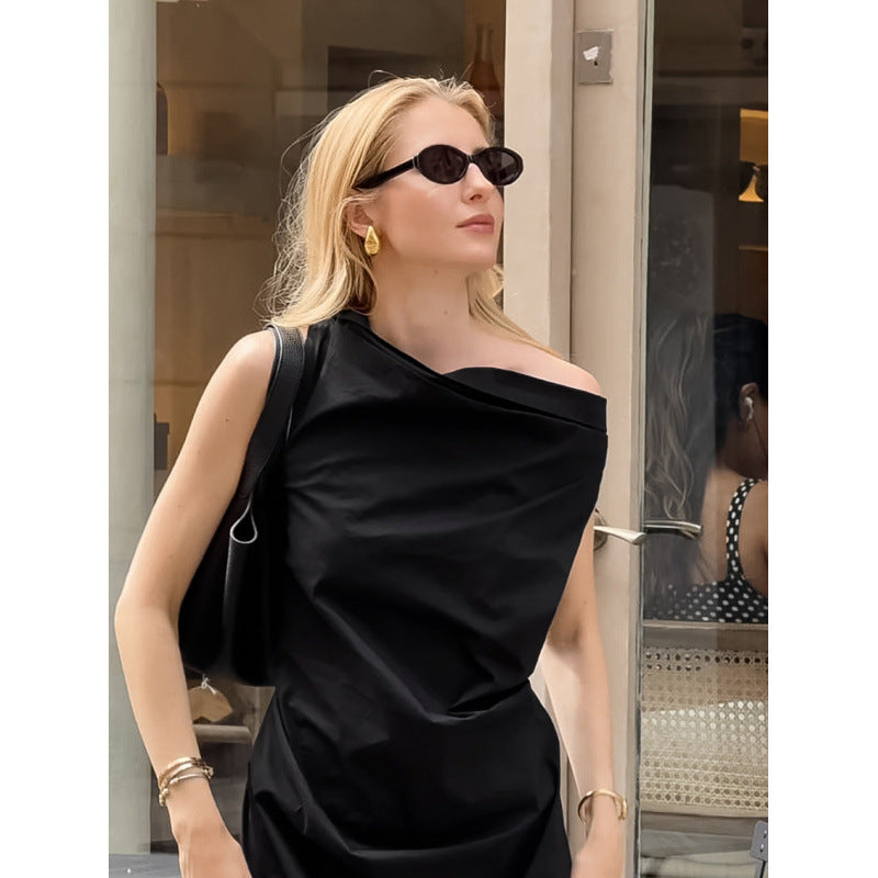 Damen elegantes Wickelkleid mit asymmetrischem Schnitt und schickem Taillendetail EB