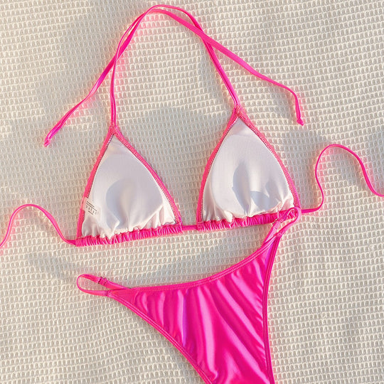 Damen Bikiniset mit verstellbaren Trägern und glänzendem Finish EB