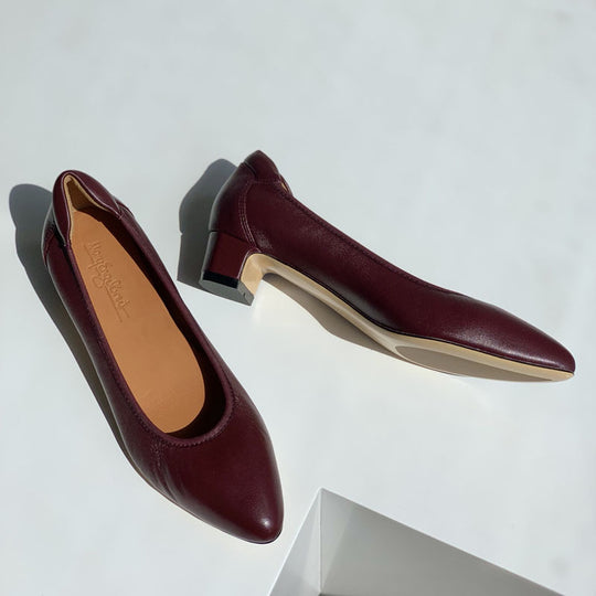 Damen Bequeme spitz zulaufende Ballerinas mit flexiblem Blockabsatz EB