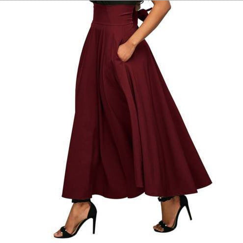 Damen weit geschnittene Palazzo-Hose mit eleganten Taschen und hohem Bund EB