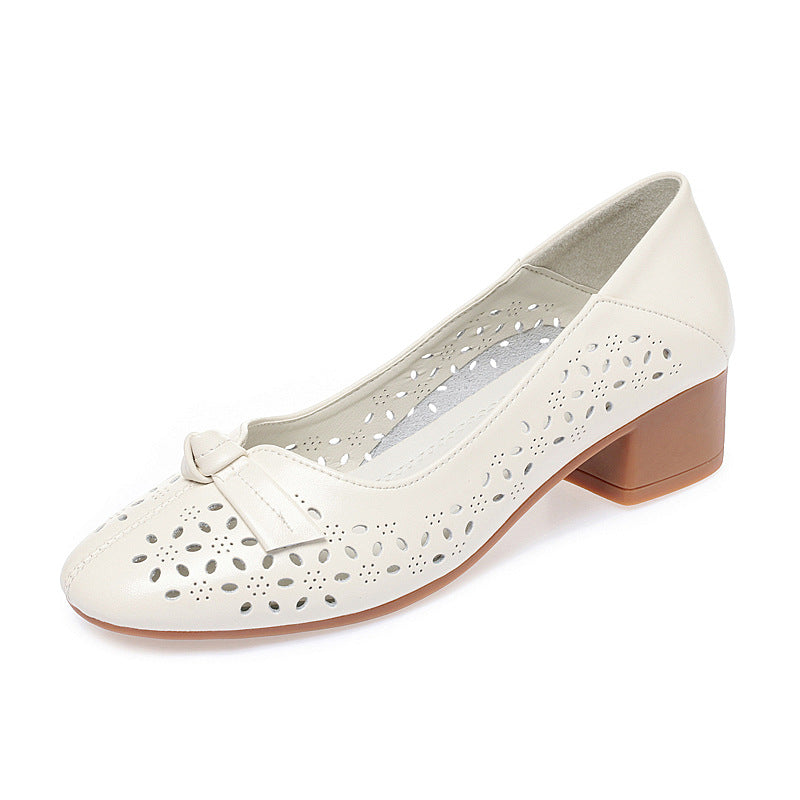 Damen Elegante und luftige Ballerinas mit modischem Lochdesign und komfortablem Absatz EB