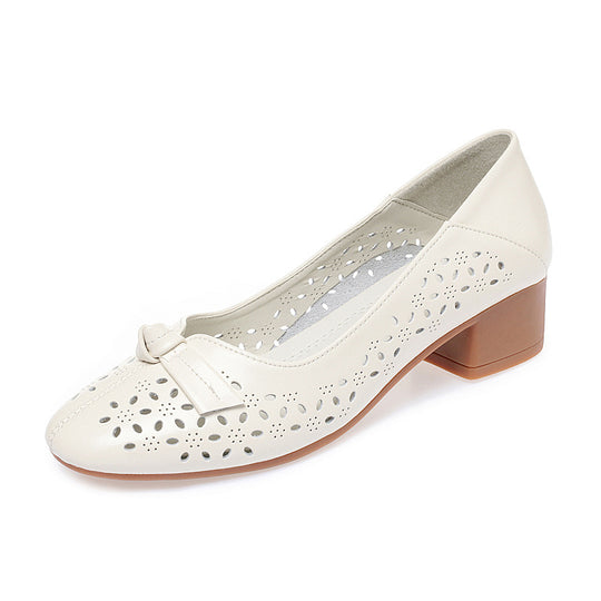 Damen Elegante und luftige Ballerinas mit modischem Lochdesign und komfortablem Absatz EB