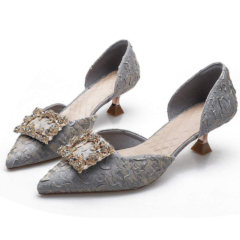 Damen eleganter Sling-Pump mit dekorativem Schmuck EB