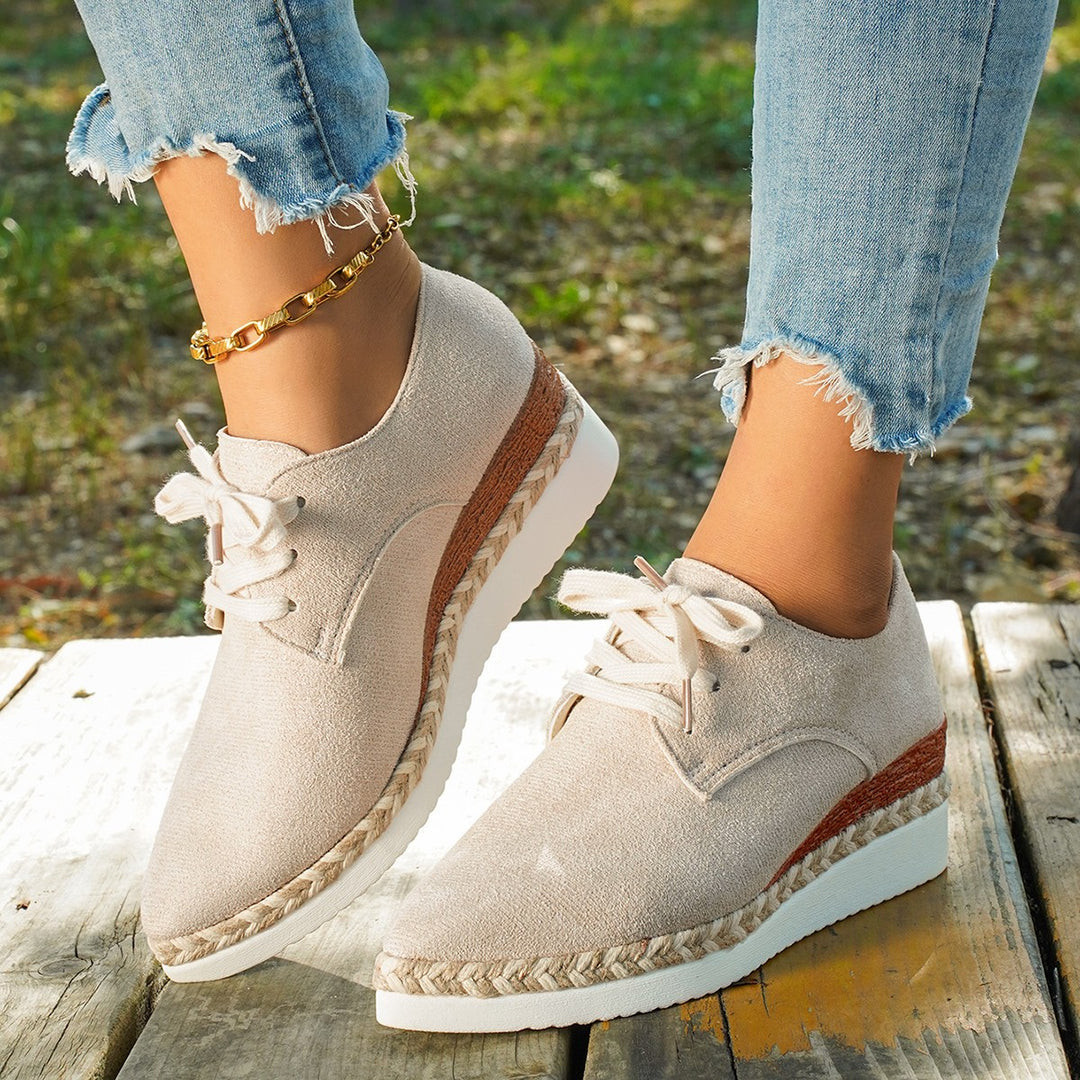Damen Sneaker mit modischem Bastboden und atmungsaktivem Obermaterial EB