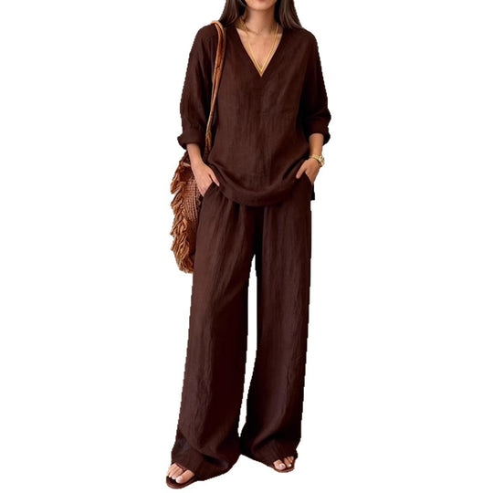 Damen Bequeme Leinen-Hose mit lässigem Schnitt und praktischen Taschen EB
