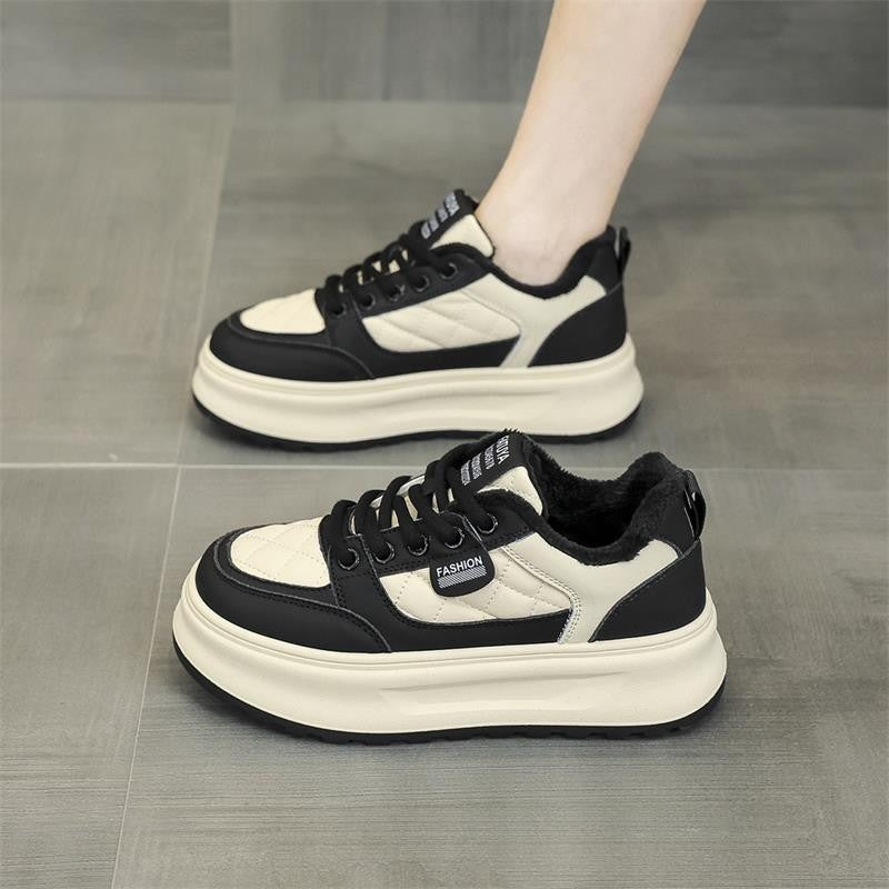 Damen Modische Sneakers mit wärmendem Fleecefutter und rutschfester Sohle EB