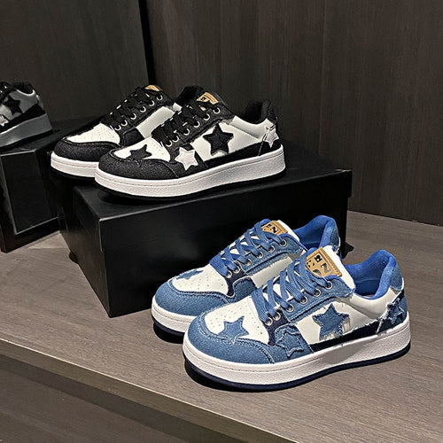 Damen Stylische Freizeit-Sneaker mit modischem Sternen-Design EB
