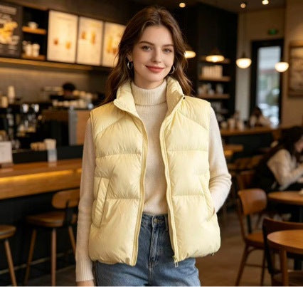 Damen nan kurzer wattierter Pufferjacke mit hohem Stehkragen und praktischen Eingrifftaschen EB