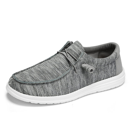 Herren atmungsaktive Mokassin‑Slipper aus Strick mit Memory‑Fußbett und rutschfester EVA‑Laufsohle EB