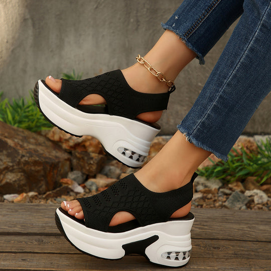 Damen Sportliche Sandalen mit atmungsaktivem Obermaterial und trendiger Plateausohle EB