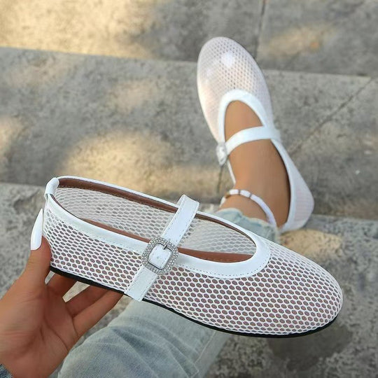 Damen Ballerinas mit elegantem Netzdesign und Kettenapplikation EB
