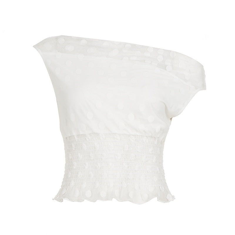 Damen elegantes Oberteil mit asymmetrischem Schnitt und Rüschendetails EB