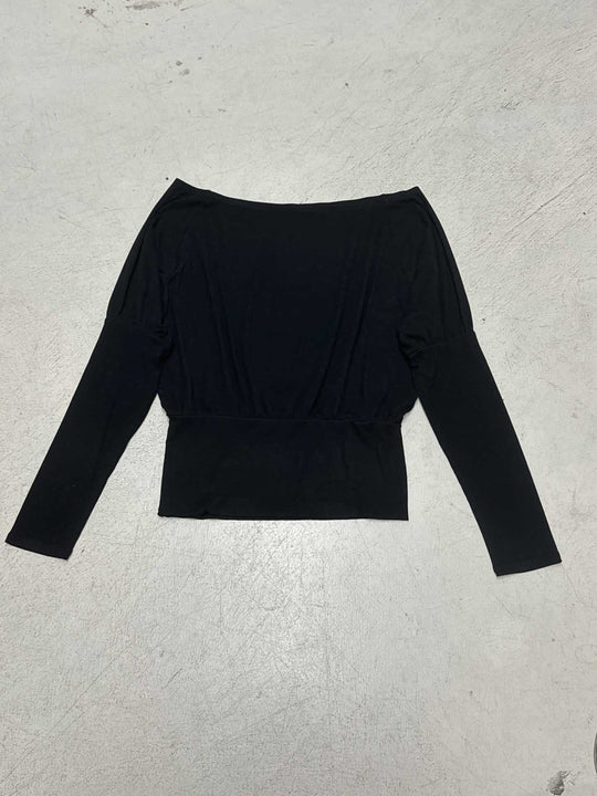 Damen nan schulterfreies Langarmshirt mit tailliertem Komfortbund, gerafften Schultern und figurbetonter Passform EB