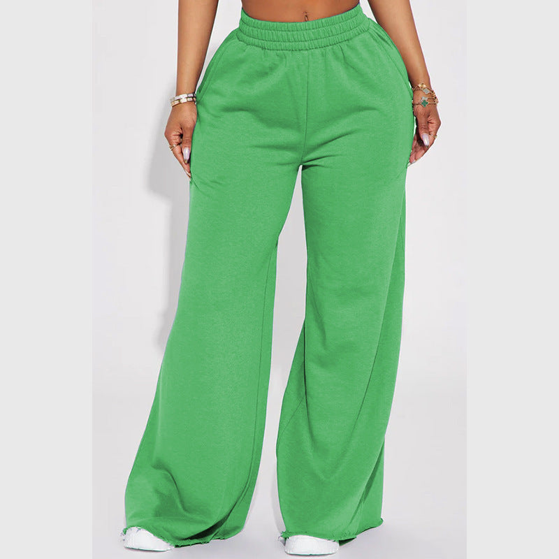 Damen nan weite High-Waist Loungehose mit elastischem Bund und praktischen Seitentaschen EB
