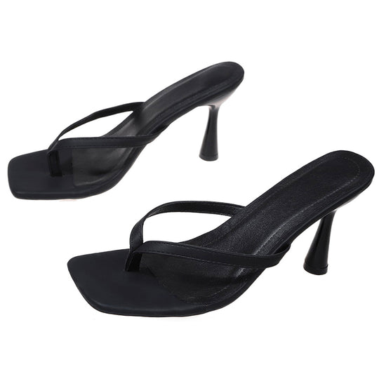 Damen elegante Zehentrenner-Sandalen mit feinen Riemchen und stilvollem Blockabsatz EB