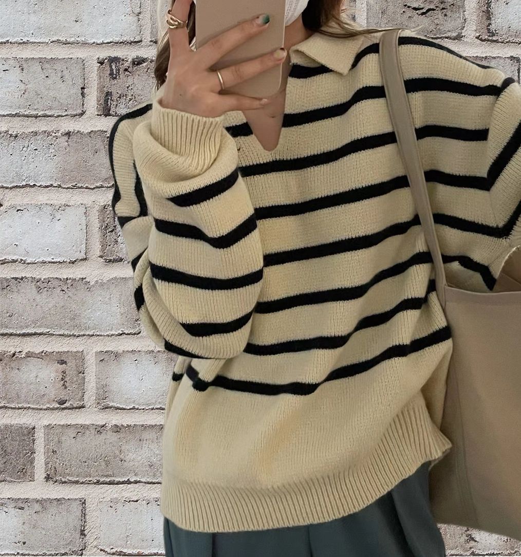 Damen gestreifter Pullover EB
