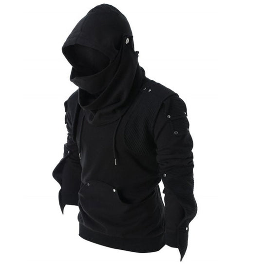Herren stylischer Hoodie mit innovativem Kragen und praktischen Taschen EB